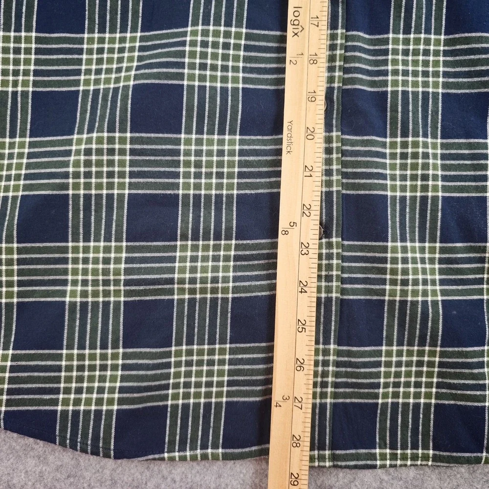 Banana Republic Shirt‎ Mens Large Untucked Fit NWT Blue Green Plaid Long Sleeve